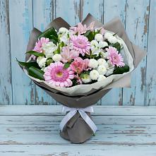 Букет цветов из:  Герберы, Альстромерии и Хризантемы #REPLACE_PRED# Советской Ставропольского края