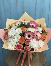 Букет цветов из:  Розы, Герберы и Хризантемы в Советской Ставропольского края