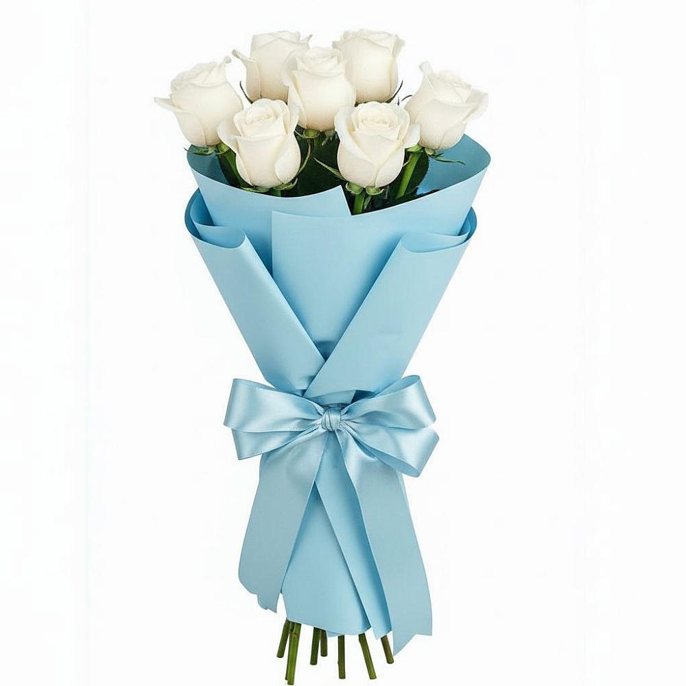 Букет 7 белых роз Проуд в Советской Ставропольского края
