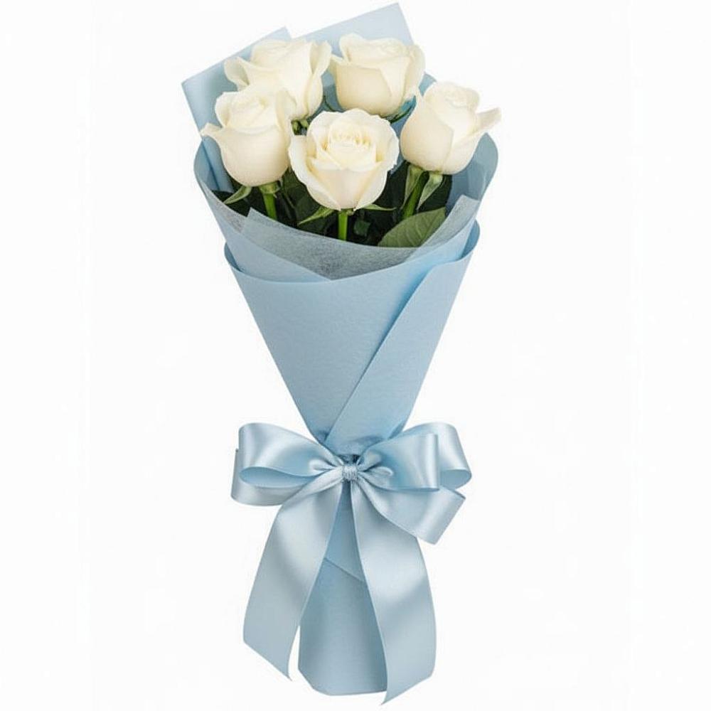 Букет 5 Белых роз Проуд в Советской Ставропольского края