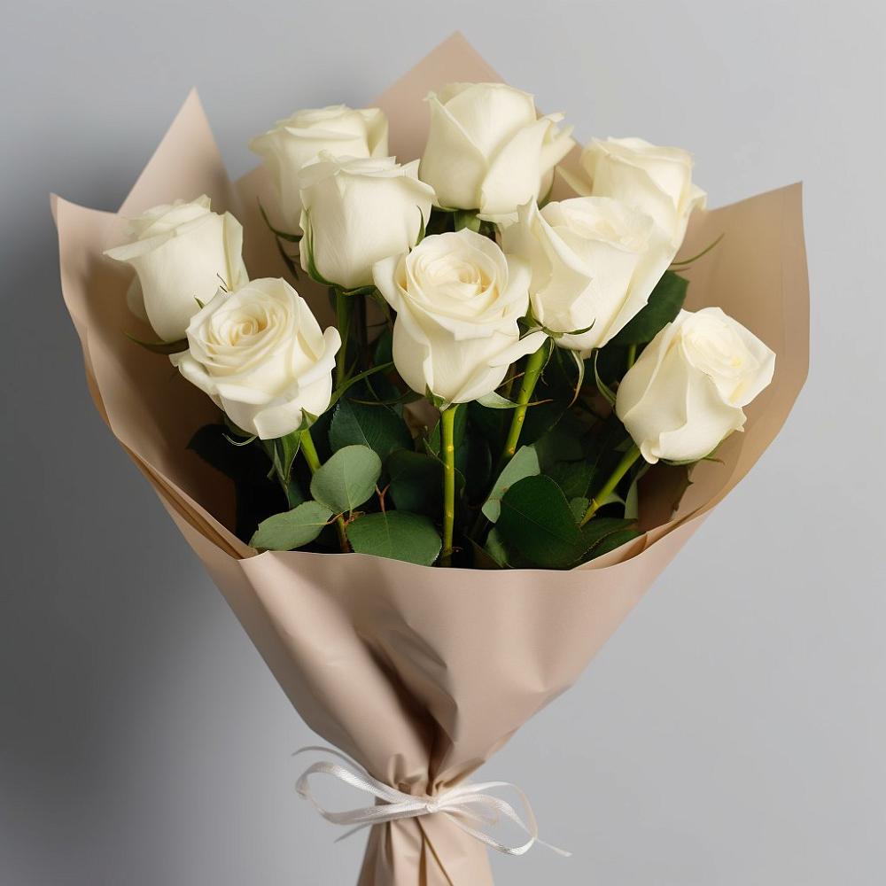 Букет 9 Белых роз Эдлесс Лав в Советской Ставропольского края