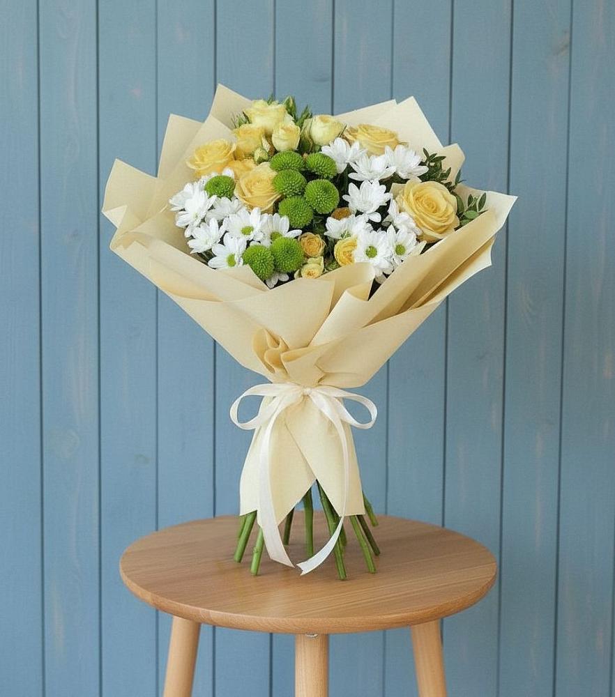 Букет цветов из: Хризантемы и Розы в Советской Ставропольского края