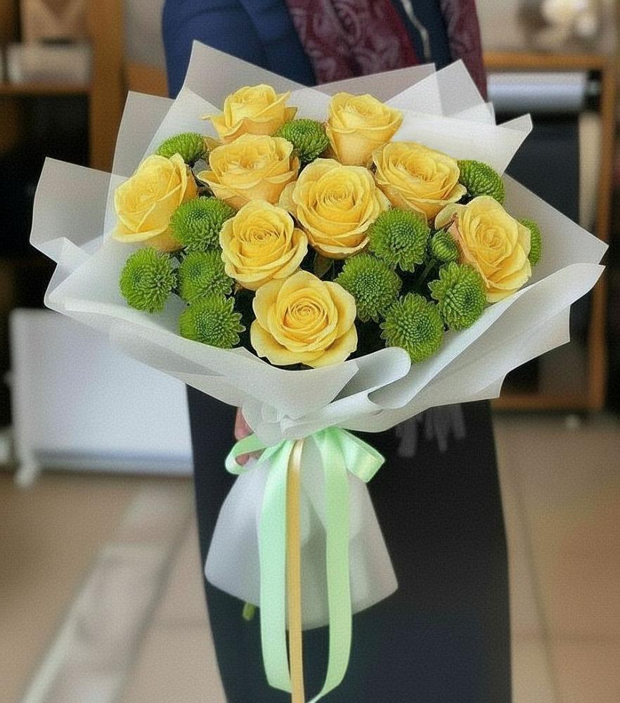 Букет цветов из: Хризантемы и Розы в Советской Ставропольского края