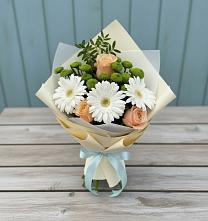 Букет цветов из:  Герберы, Розы и Хризантемы #REPLACE_PRED# Советской Ставропольского края