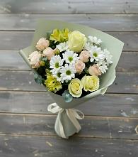 Букет цветов из:  Альстромерии, Розы и Хризантемы в Советской Ставропольского края