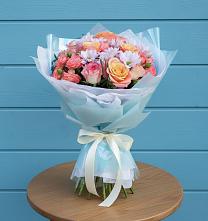 Букет цветов из:  Хризантемы и Розы в Советской Ставропольского края