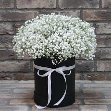 Цветочная композиция из Гипсофила в шляпной коробке в Советской Ставропольского края