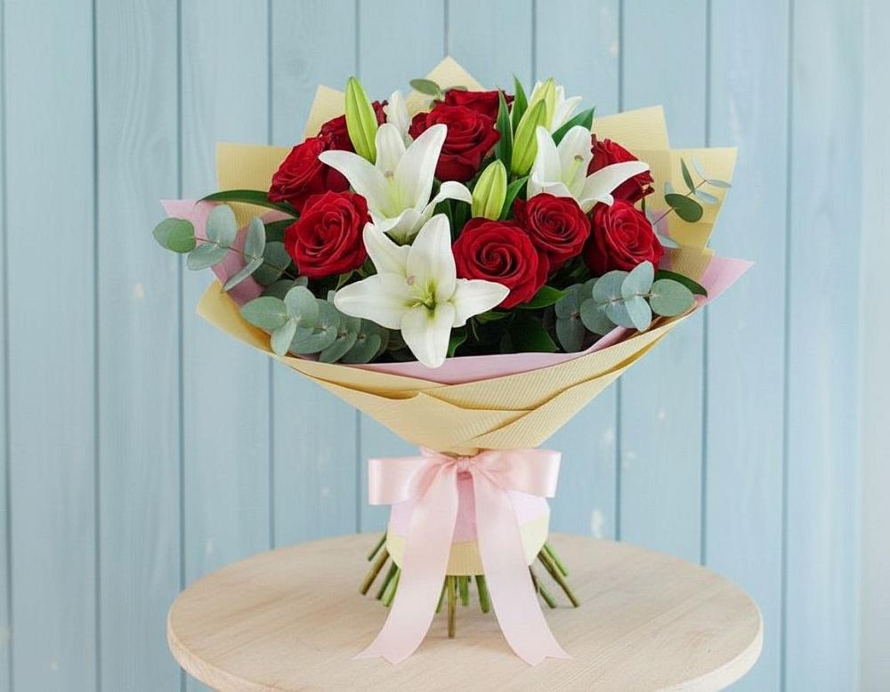 Букет цветов из: Лилии и Розы в Советской Ставропольского края